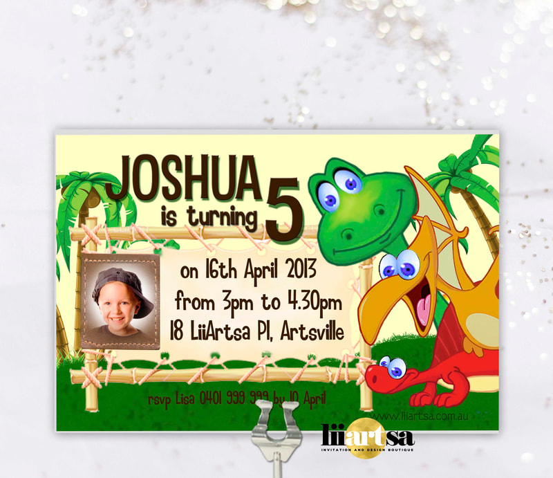 Dinosaur jungle safari birthday invitation