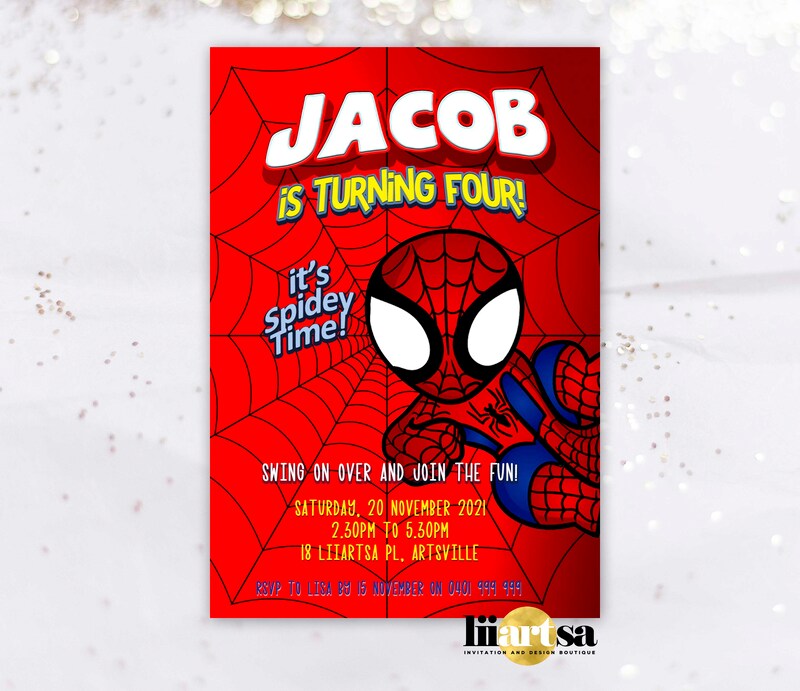 Spiderman Spidey birthday invitation