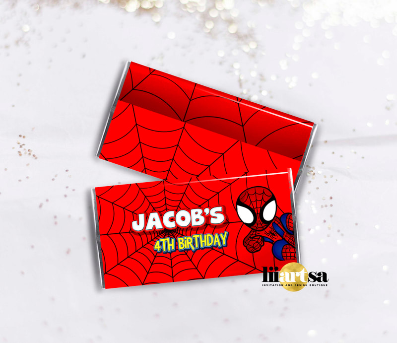 Spiderman Spidey thankyou personalised chocolate wrapper