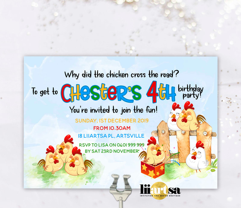 Chicken birthday invitation