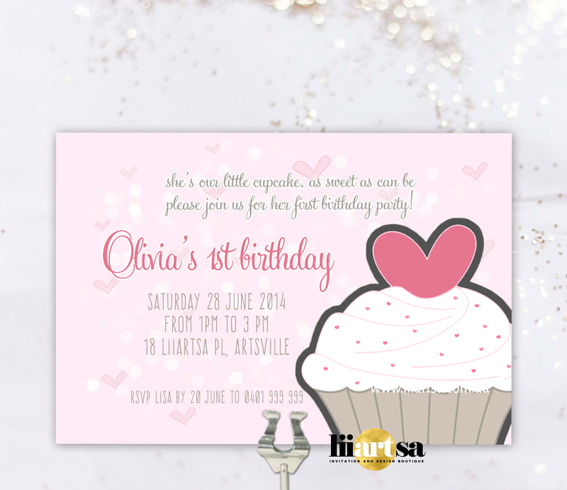 Cupcake Love first birthday invitation