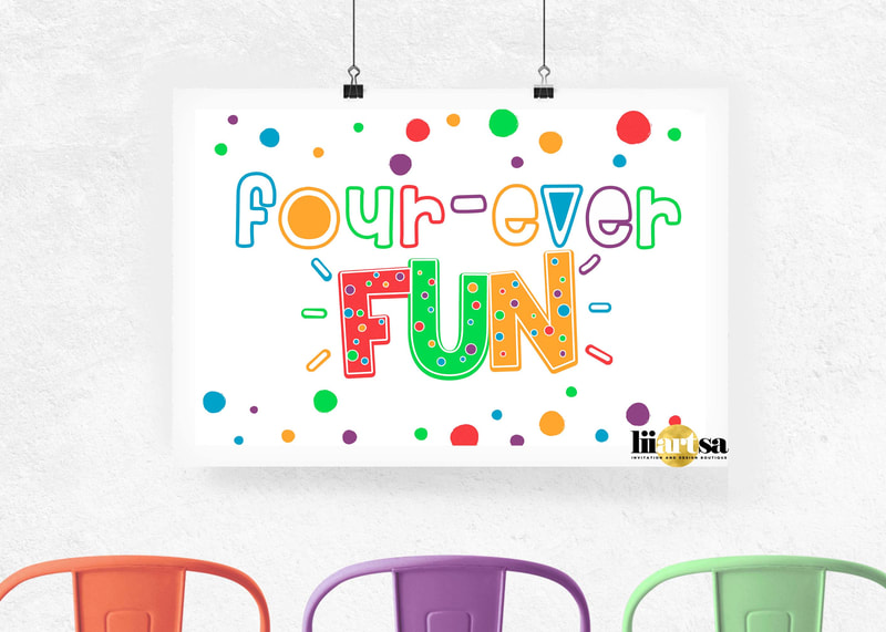 Four Ever Fun four year old backdrop poster