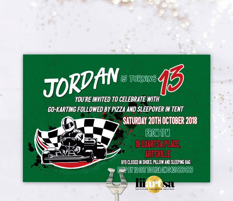 Go Karting birthday invitation