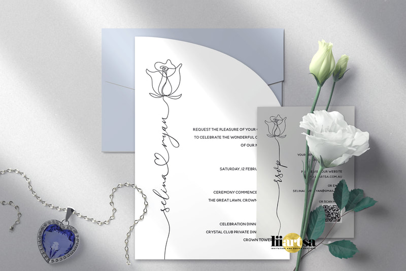 floral wedding invitation, rode wedding invitation, line art wedding invitation, half arch invitation, sophisticated wedding invitation