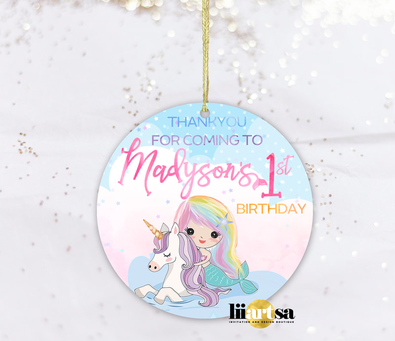 Mermaids and Unicorns thankyou sticker