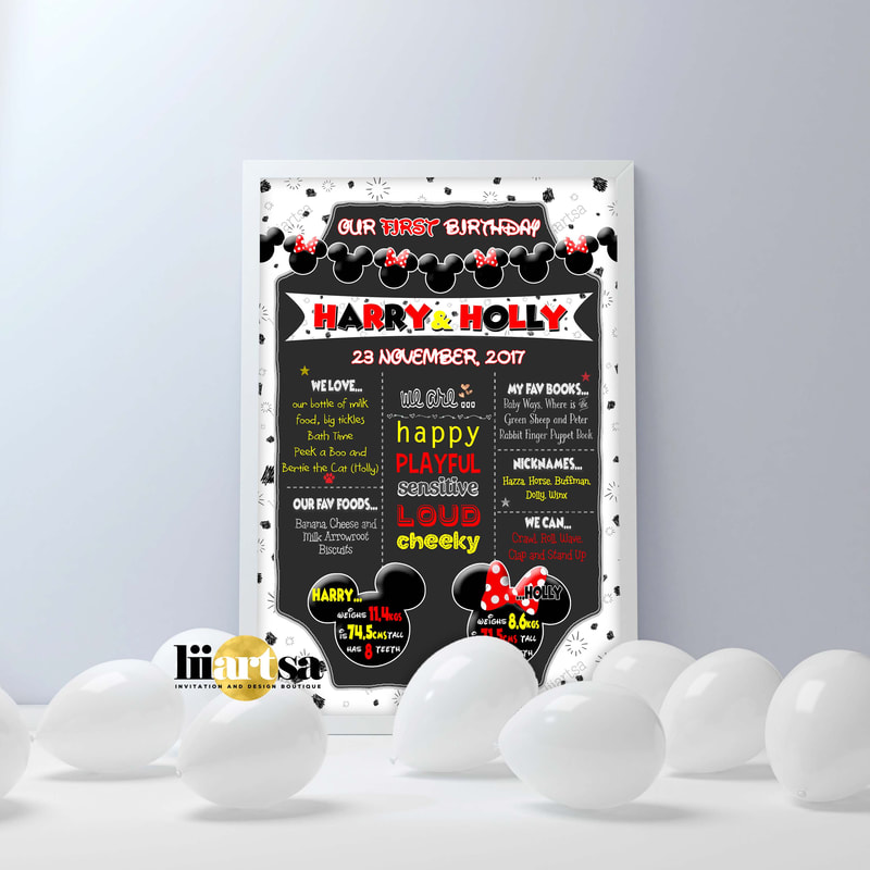Mickey Mouse Minnie Mouse twin milestone poster