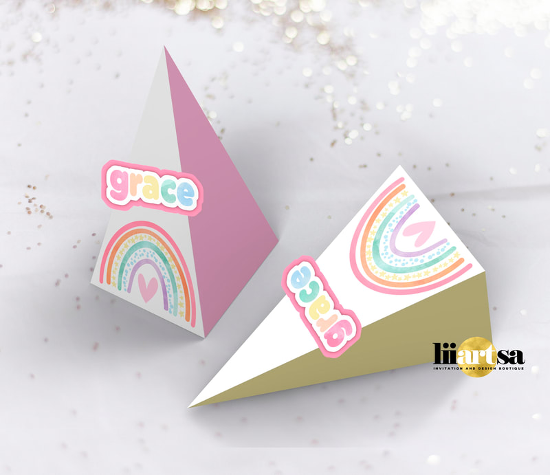 Rainbow Pastel boho pyramid gift box