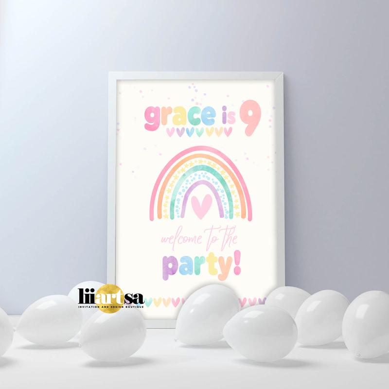 Rainbow Pastel boho welcome poster