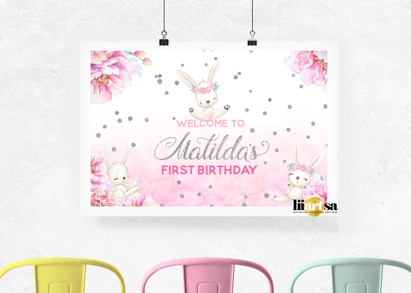 Some Bunny is One first birthday welcome poster