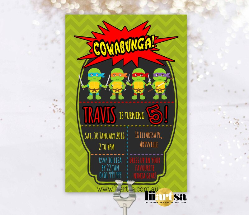 TMNT Cowabunga birthday invitation