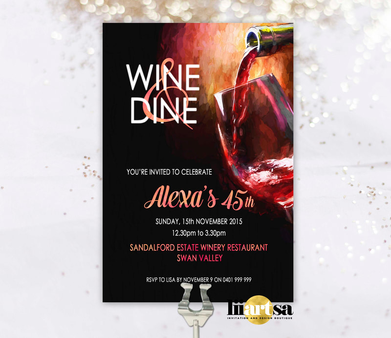 Wine and Dine birthday invitation